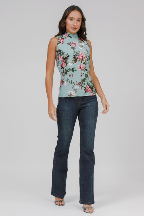 Regata Viscose Estampada Com Amarração