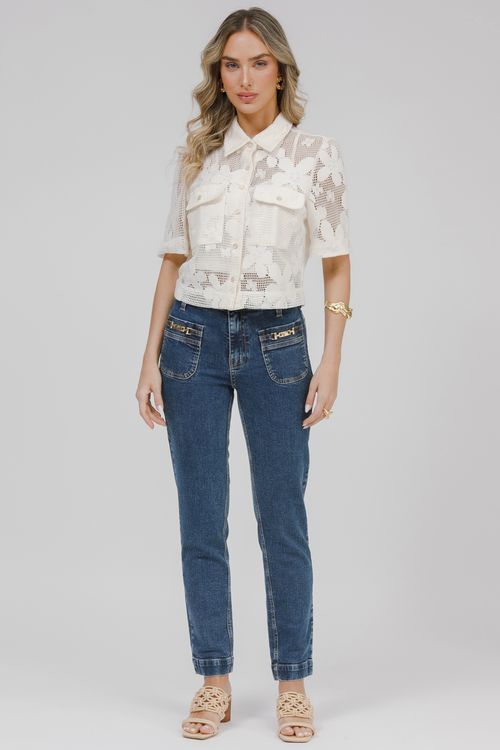 Camisa Cropped Malha Croche