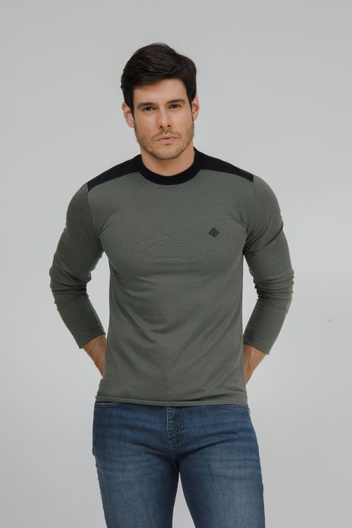 Camiseta Masculina Listrada Manga Longa