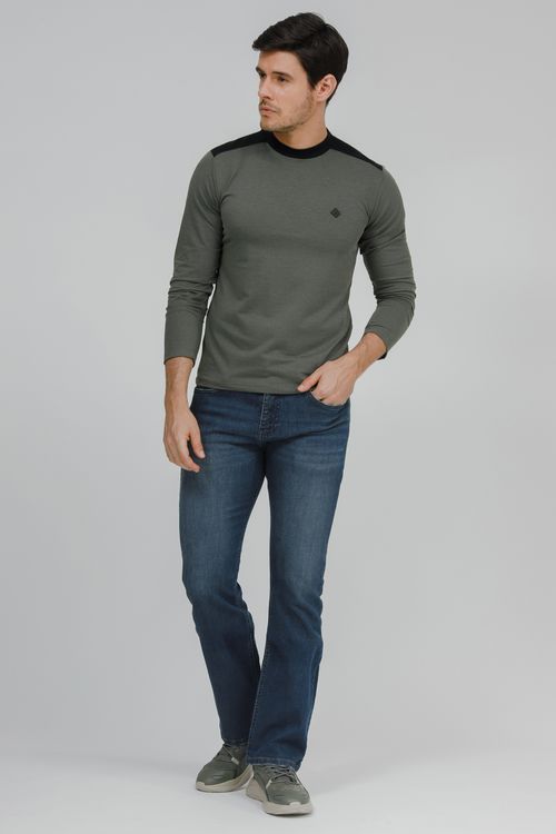 Camiseta Masculina Listrada Manga Longa