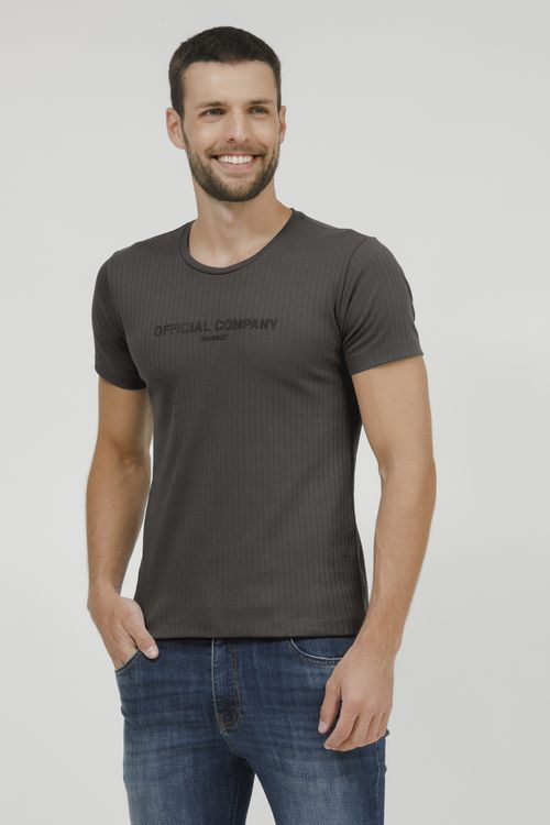 Camiseta Masculina Malha Canelada E Silk