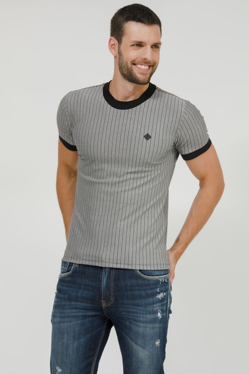 Camiseta Masculina Malha Piquet Listrada
