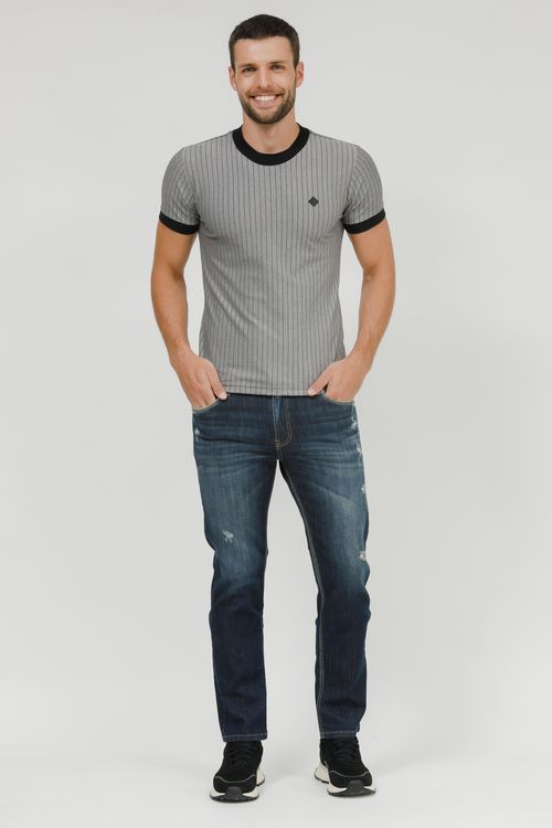 Camiseta Masculina Malha Piquet Listrada