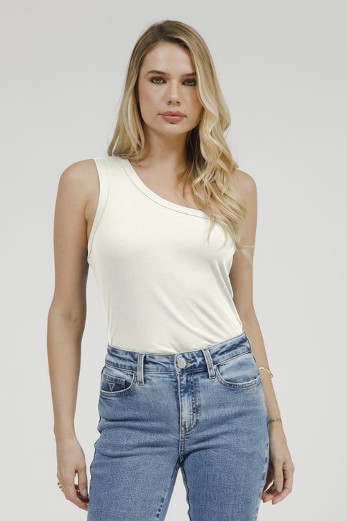 Regata Malha Canelada Nula Manga