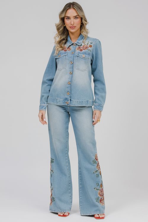 Jaqueta Feminina Jeans Bordada
