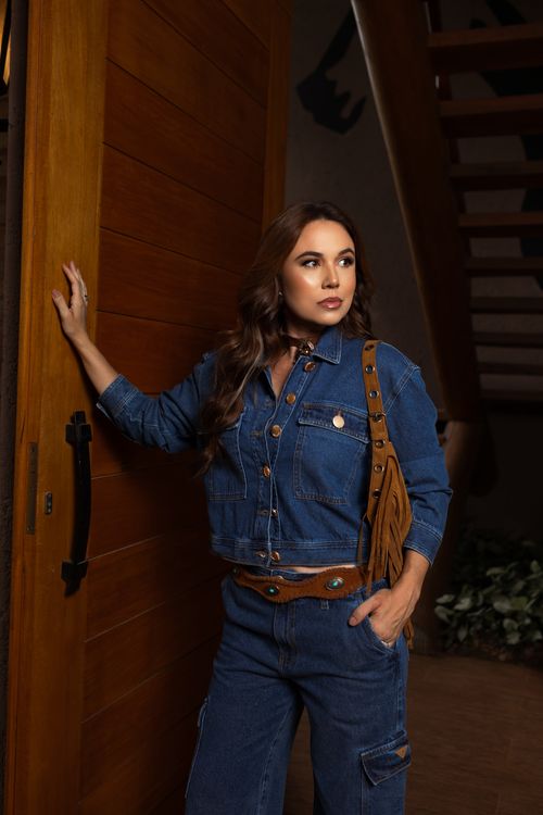 Jaqueta Feminina Jeans Cropped