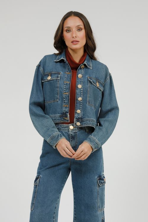 Jaqueta Feminina Jeans Cropped