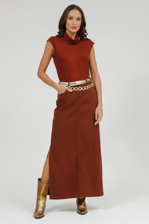 Blusa Malha Tricot Gola Alta