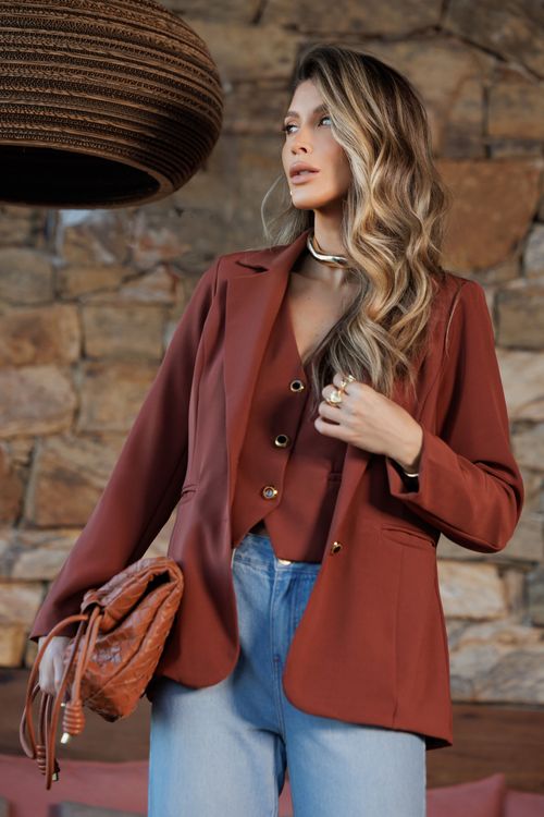 Blazer Alfaiataria Forrado Botões Joia