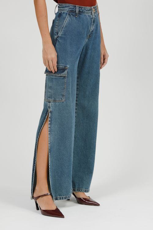 Calça Feminina Jeans Pantalona