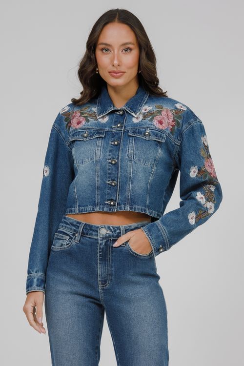 Jaqueta Feminina Jeans Cropped