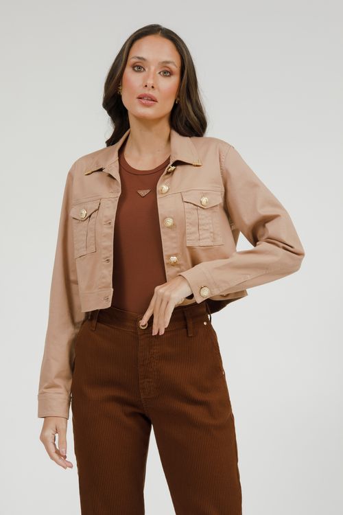 Jaqueta Feminina Sarja Cropped