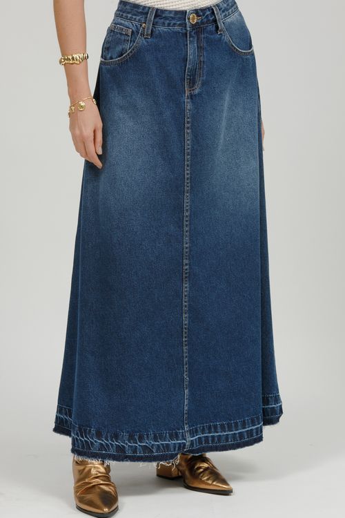 Saia Longa Feminina Jeans
