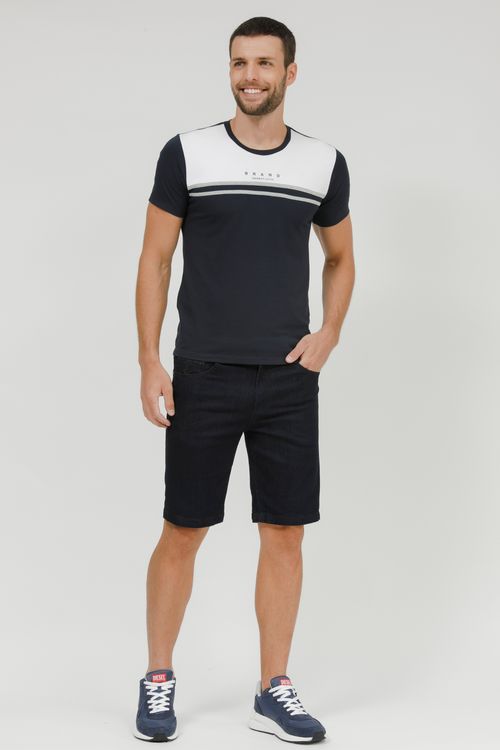 Camiseta Masculina Bicolor Com Recorte