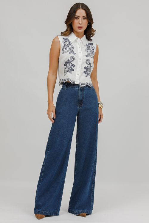 Blusa Feminina Cropped Bordada