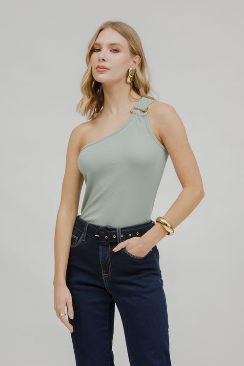 Regata Malha Nula Manga Com Metal