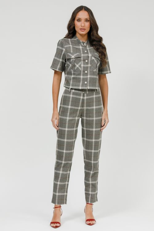 Calça Feminina Alfaiataria Xadrez