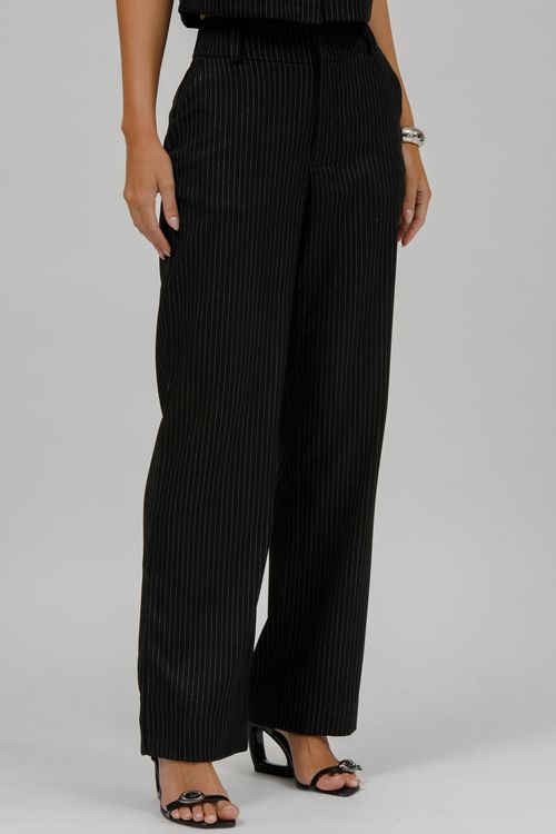 Calça Feminina Alfaiataria Risca De Giz