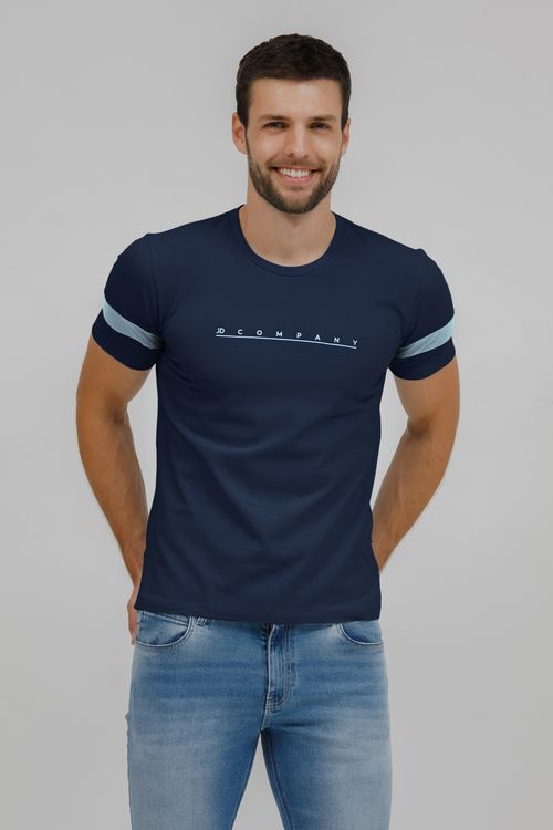 Camiseta Masculina Malha Com Silk E Recorte