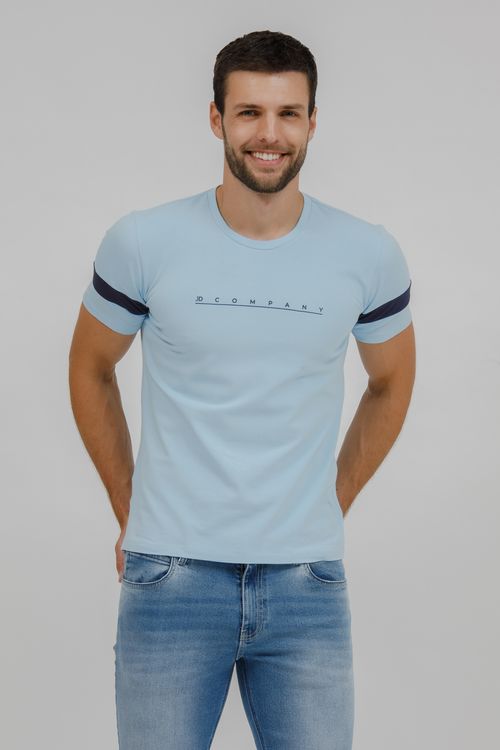 Camiseta Masculina Malha Com Silk E Recorte