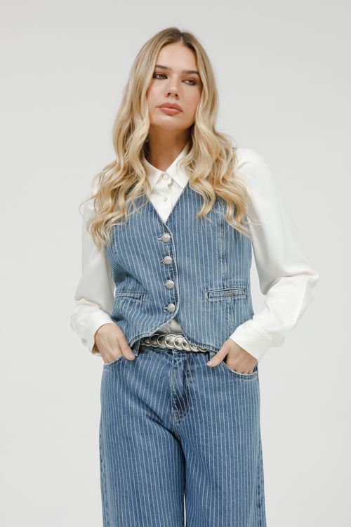 Colete Feminino Jeans Laser