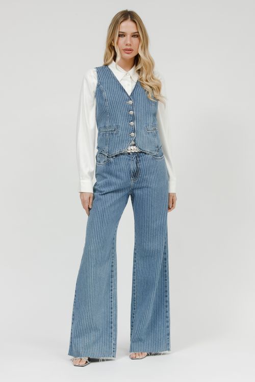 Colete Feminino Jeans Laser