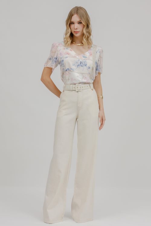 Calça Feminina Sarja Wide Leg