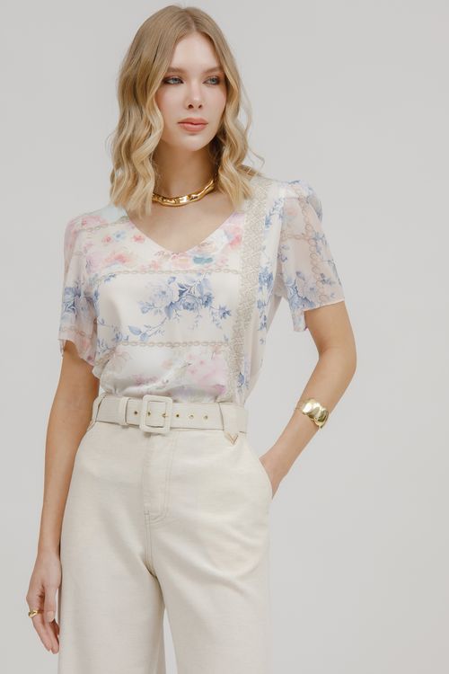 T-shirt Estampa Patchwork