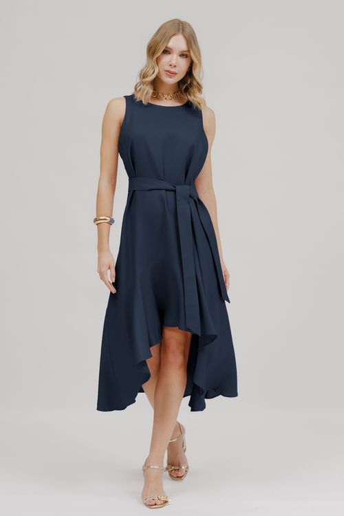 Vestido Viscolinho Mullet Com Faixa