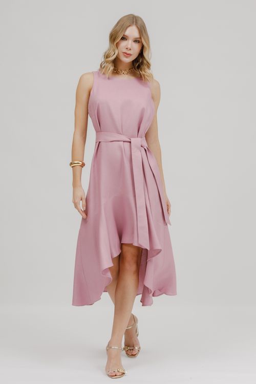 Vestido Viscolinho Mullet Com Faixa