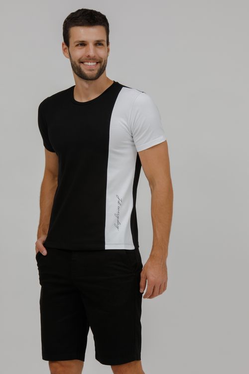 Camiseta Masculina Malha Bicolor Silk
