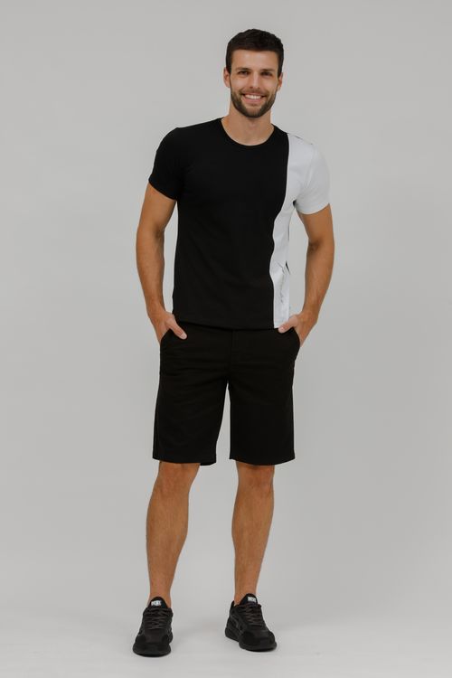 Camiseta Masculina Malha Bicolor Silk