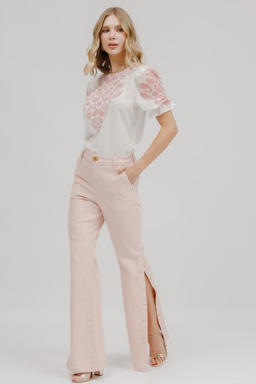 T-shirt Crepe E Malha Paisley