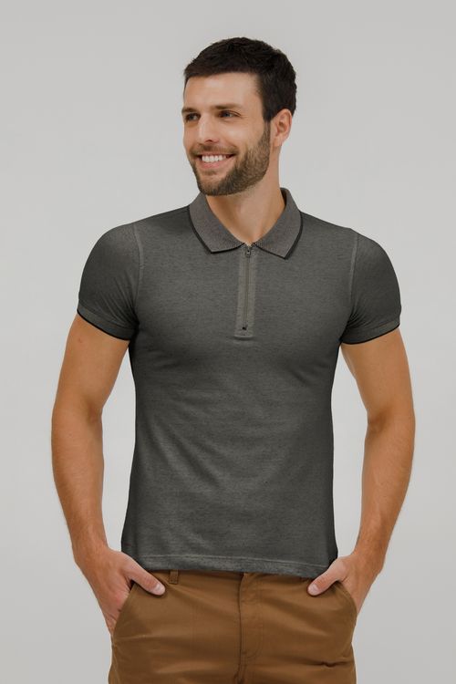 Camiseta Masculina Gola Polo Com Zíper