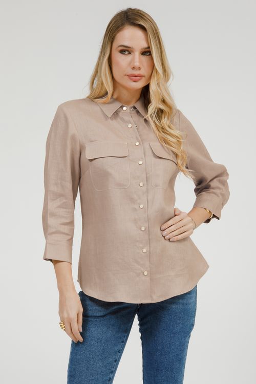 Camisa Feminina Linho Manga 3/4