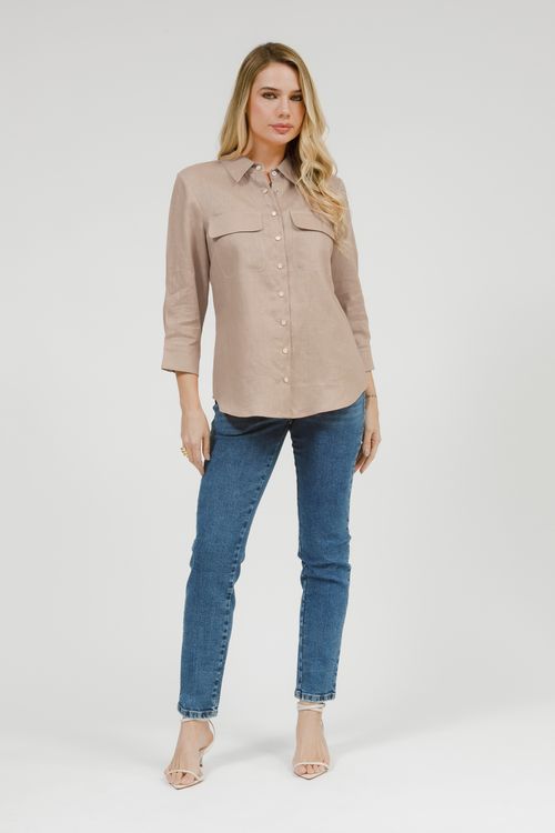 Camisa Feminina Linho Manga 3/4