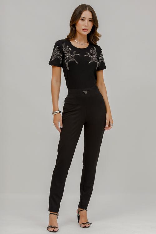 Blusa Malha Tricot Com Cristais