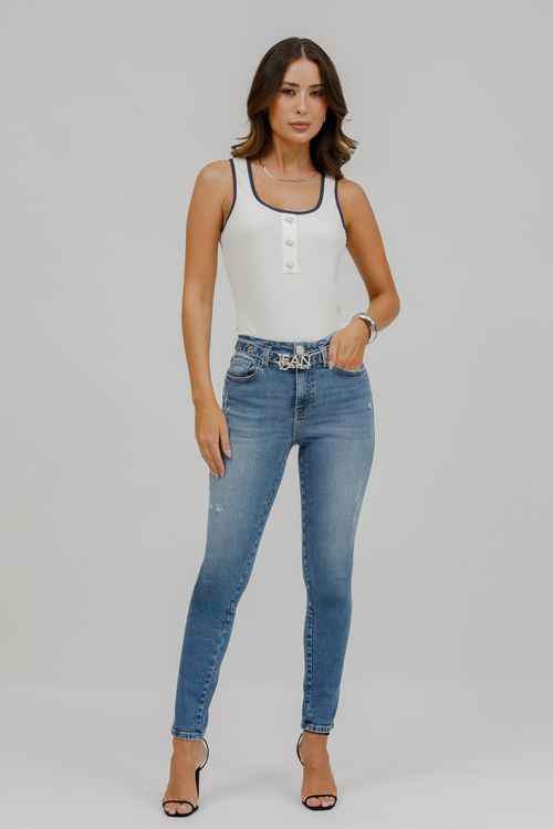 Regata Bicolor Malha Tricot Com Botões