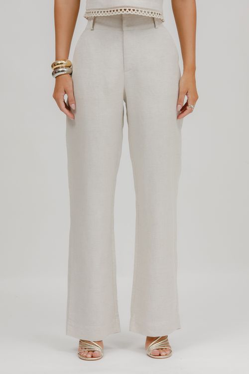 Calça Feminina Alfaiataria Linho Reta