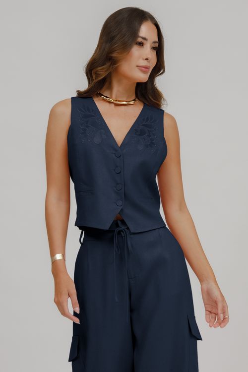 Colete Alfaiataria Com Bordado