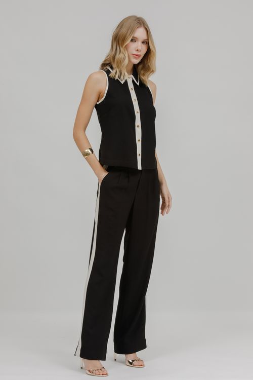 Camisa Cropped Cavada Bicolor