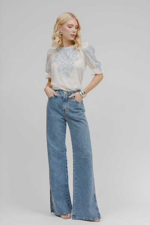 T-shirt Crepe E Malha Paisley