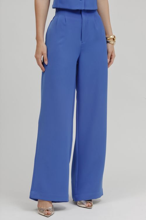 Calça Alfaiataria Wide Leg Com Pregas