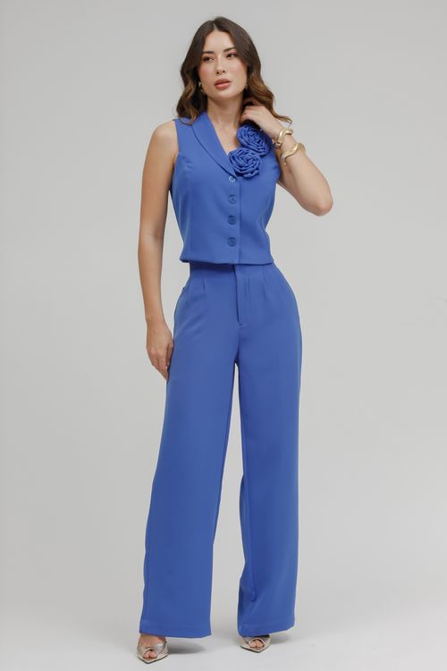 Calça Alfaiataria Wide Leg Com Pregas