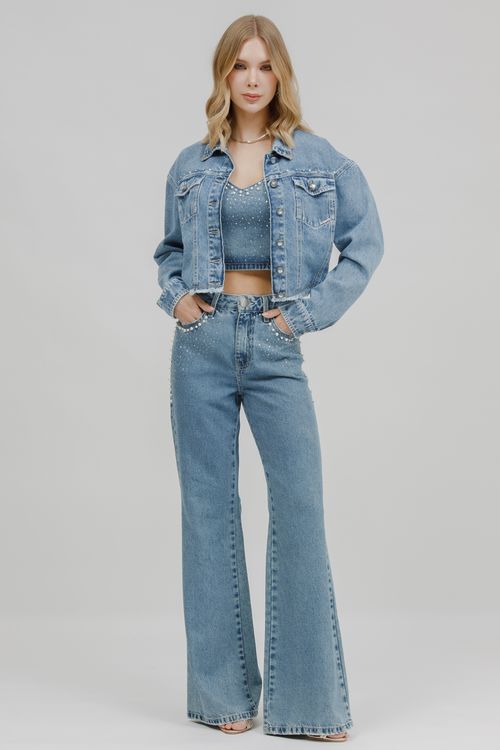 Jaqueta Feminina Jeans Manga Longa
