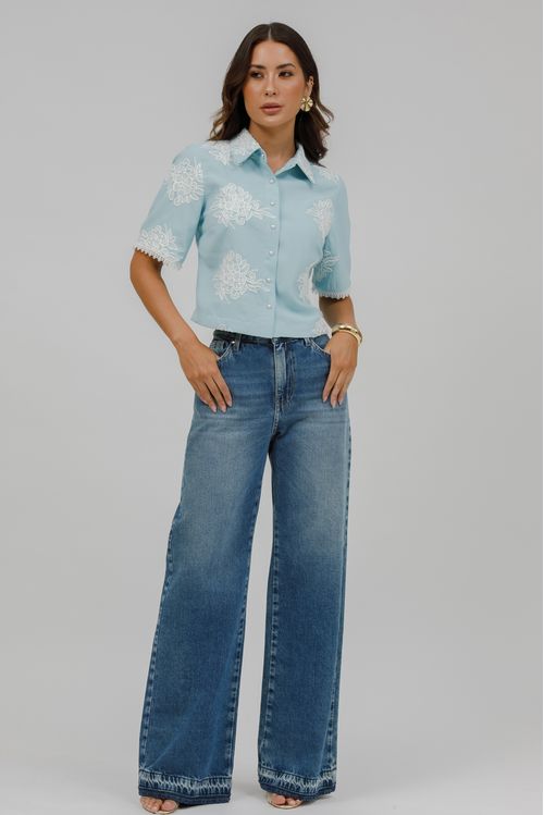Calça Feminina Jeans Wide Leg