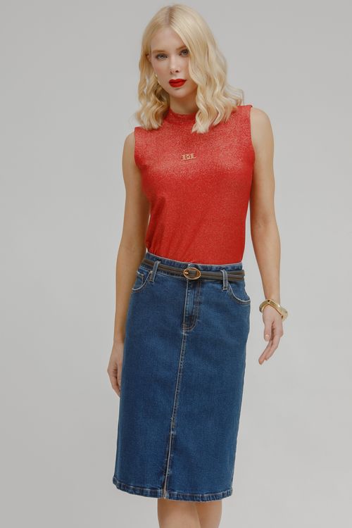 Regata Malha Lurex Gola Alta