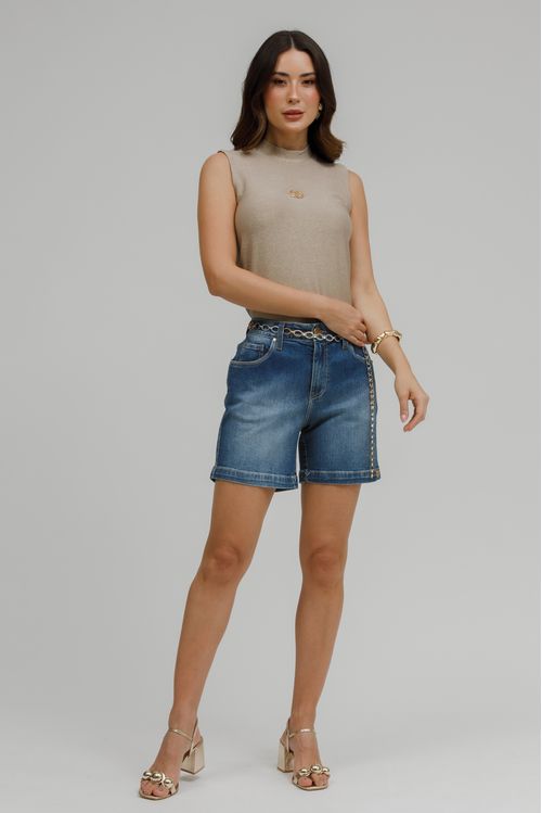 Regata Malha Lurex Gola Alta