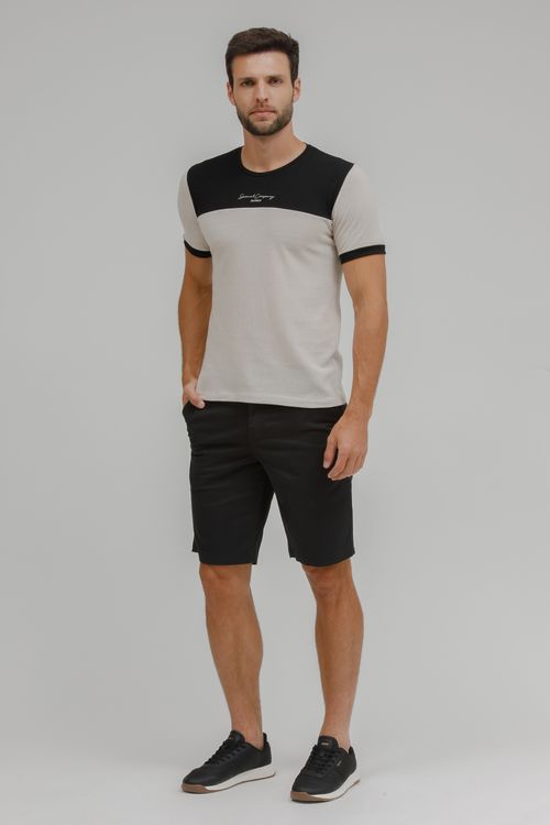 Camiseta Masculina Bicolor Com Recorte
