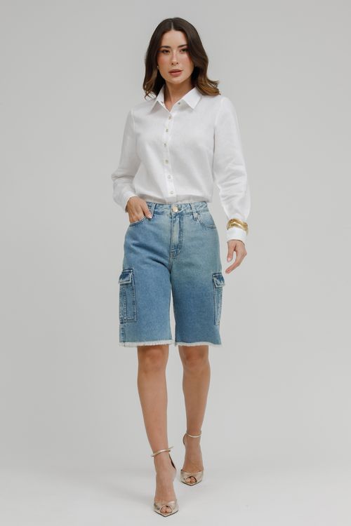 Bermuda Feminina Jeans Jorts Cargo